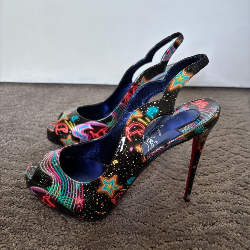 Christian Louboutin Hot Chic Sling Alta 120 Starlight Multicolor Pumps Size 36.5 - Picture 7 of 15